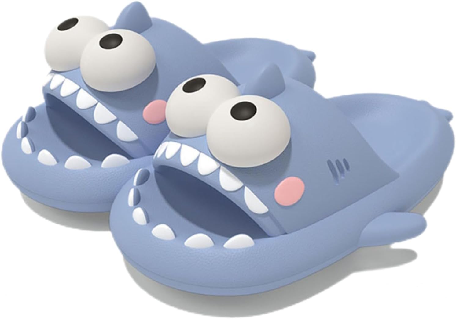 

Тапочки с большой глазастой акулой, оригинальные милые забавные 3D тапочки с большой глазастой акулой, нескользящие Шлепацы с акулой для мужчин и женщин Generic, синий