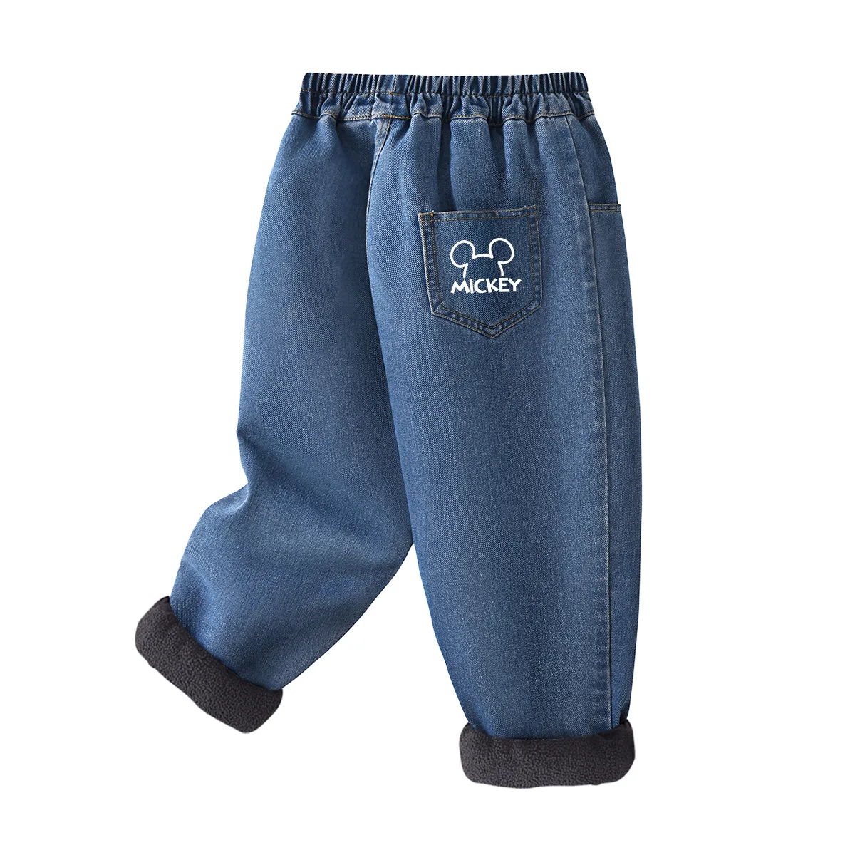 Детские джинсы Disney, [Thickened and Fleece-Lined]Dizzy Kiss K_Right Back Pocket Denim Light Blue — фото 3