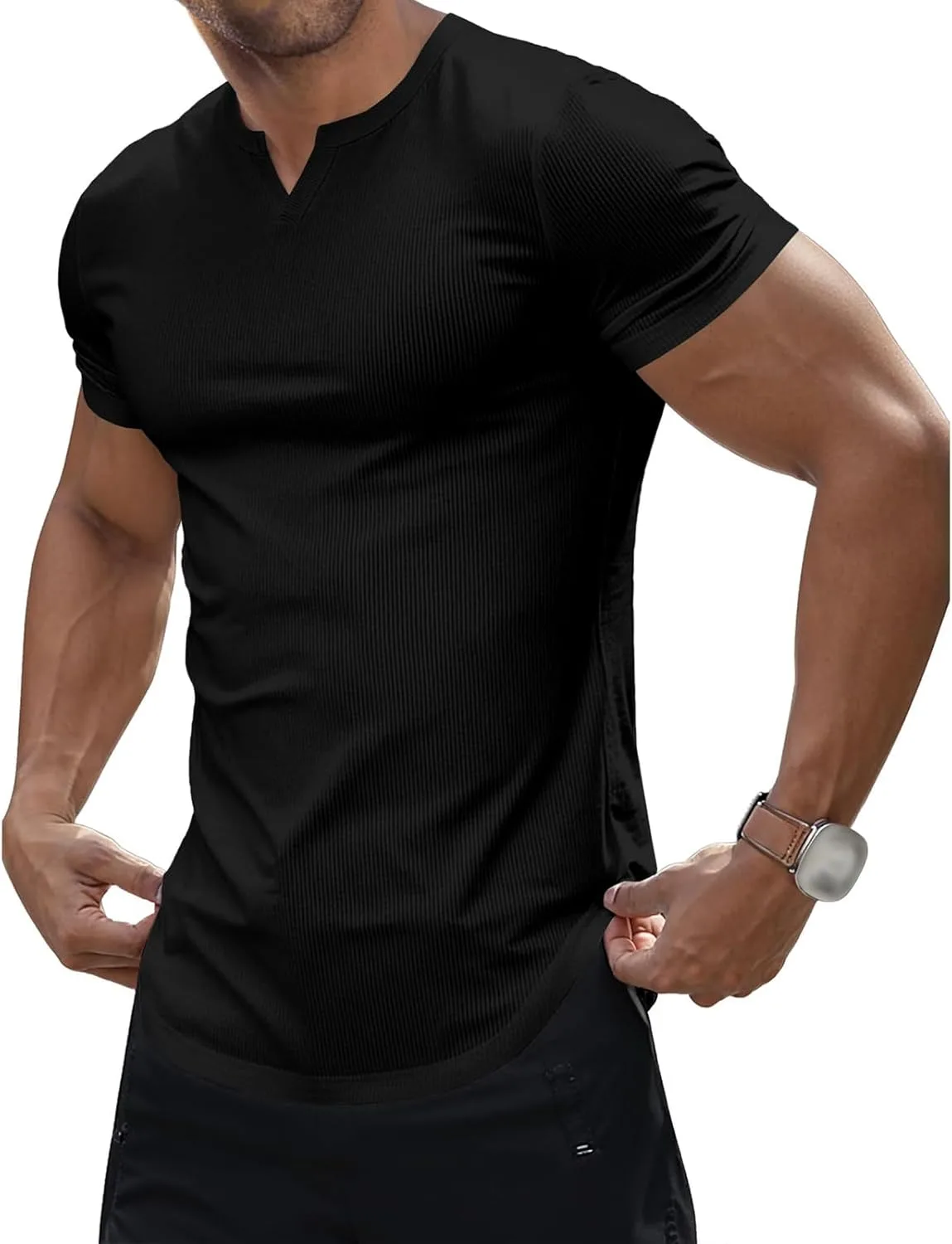 

Футболка для тренировок мужская Stretchy V-образный вырез Slim Fit Thatrich