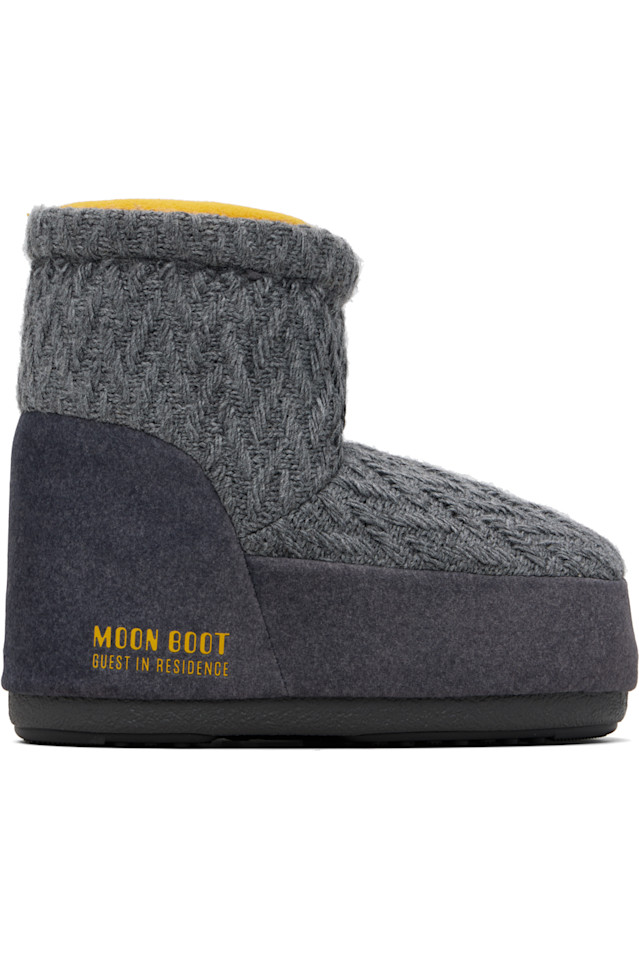 

Guest In Residence Серые лунные ботинки, модель Icon, низкие, без шнурков, вязаные ботинки