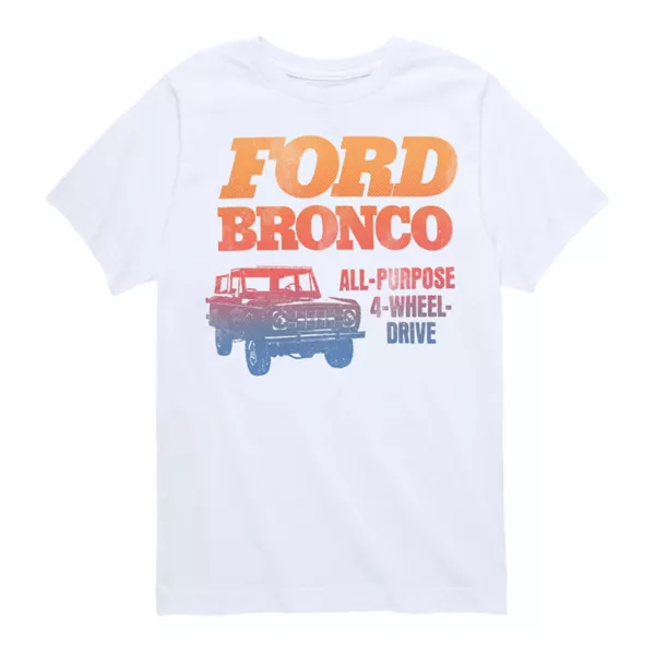 

Футболка с графическим принтом Ford Bronco 4-wheel drive для мальчиков 8-20 лет Licensed Character, белый