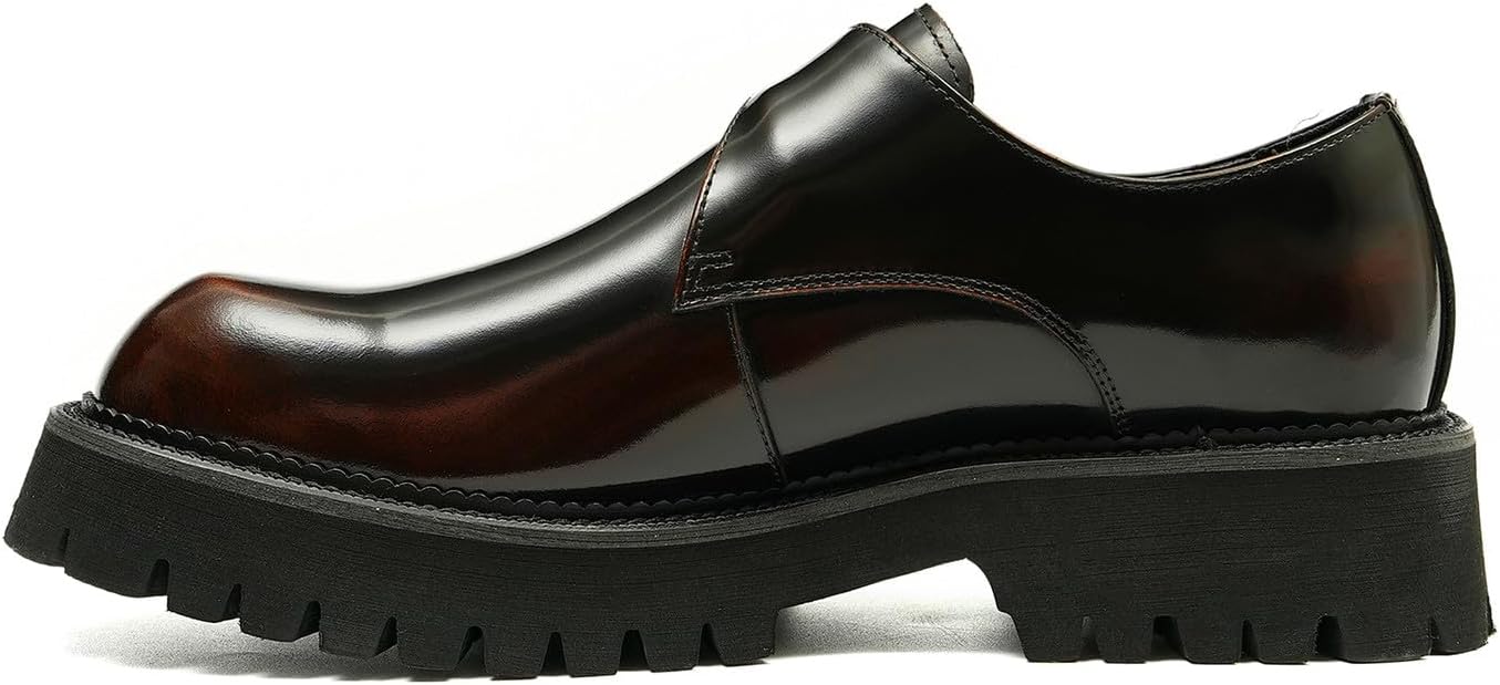 Мужские лоферы Santimon Loafers, формальные лакированные с пряжкой, модные лоферы для смокинга, свадьбы и делового стиля, повседневные мокасины, удобная обувь с толстой подошвой для ходьбы, Coffee — фото 3