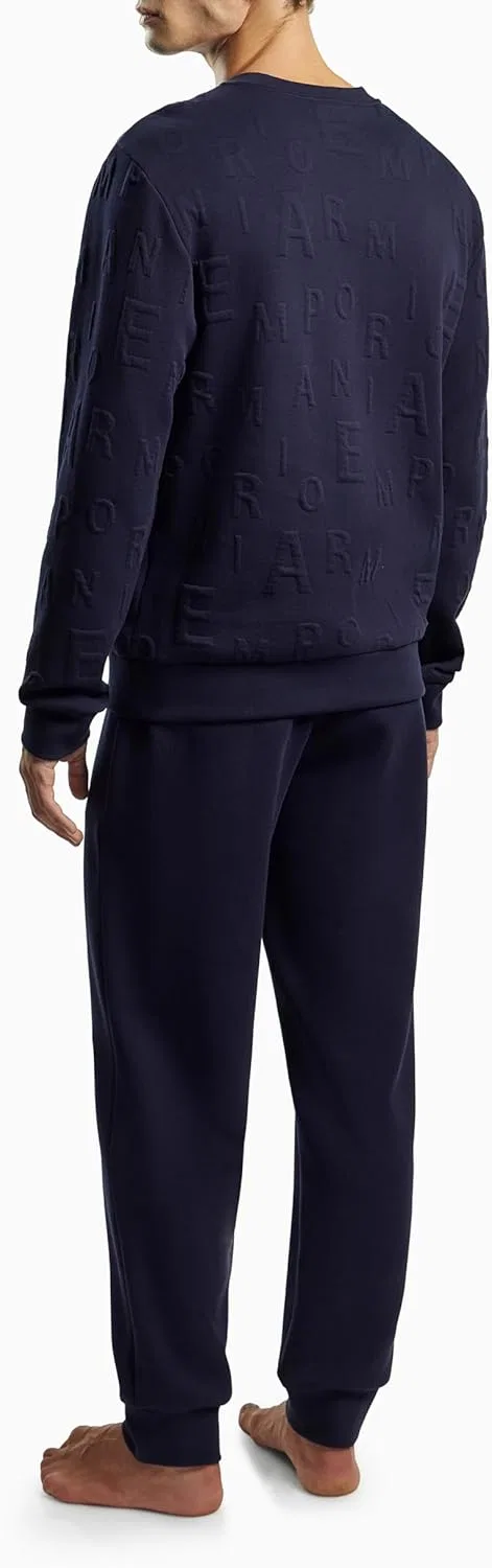 Мужской спортивный костюм Emporio Armani из тисненой махровой ткани, Armani Blue Jacq/Armani Blue — фото 4