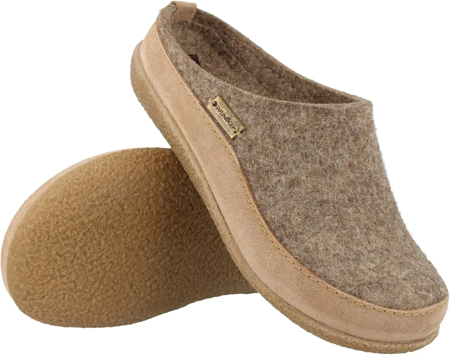 HAFLINGER Blizzard Skane Фетровые тапочки на резиновой подошве унисекс, Peat — фото 2