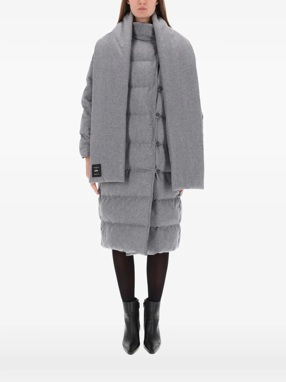 

Стёганое пальто на пуговицах Boss, серый