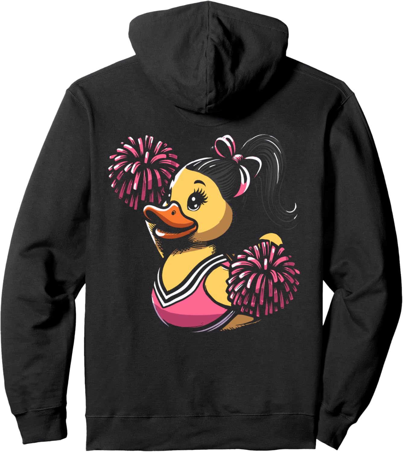 

Худи с изображением резиновой уточки для чирлидеров Cheerleader Rubber Ducky Pompoms Pom-Poms Duck, черный
