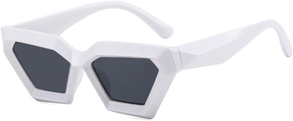 

Солнцезащитные очки «кошачий глаз» неправильной формы для женщин, винтажные треугольные солнцезащитные очки с защитой от УФ-излучения UV400, толстая оправа, многоугольные солнцезащитные очки TYUVIVO, White