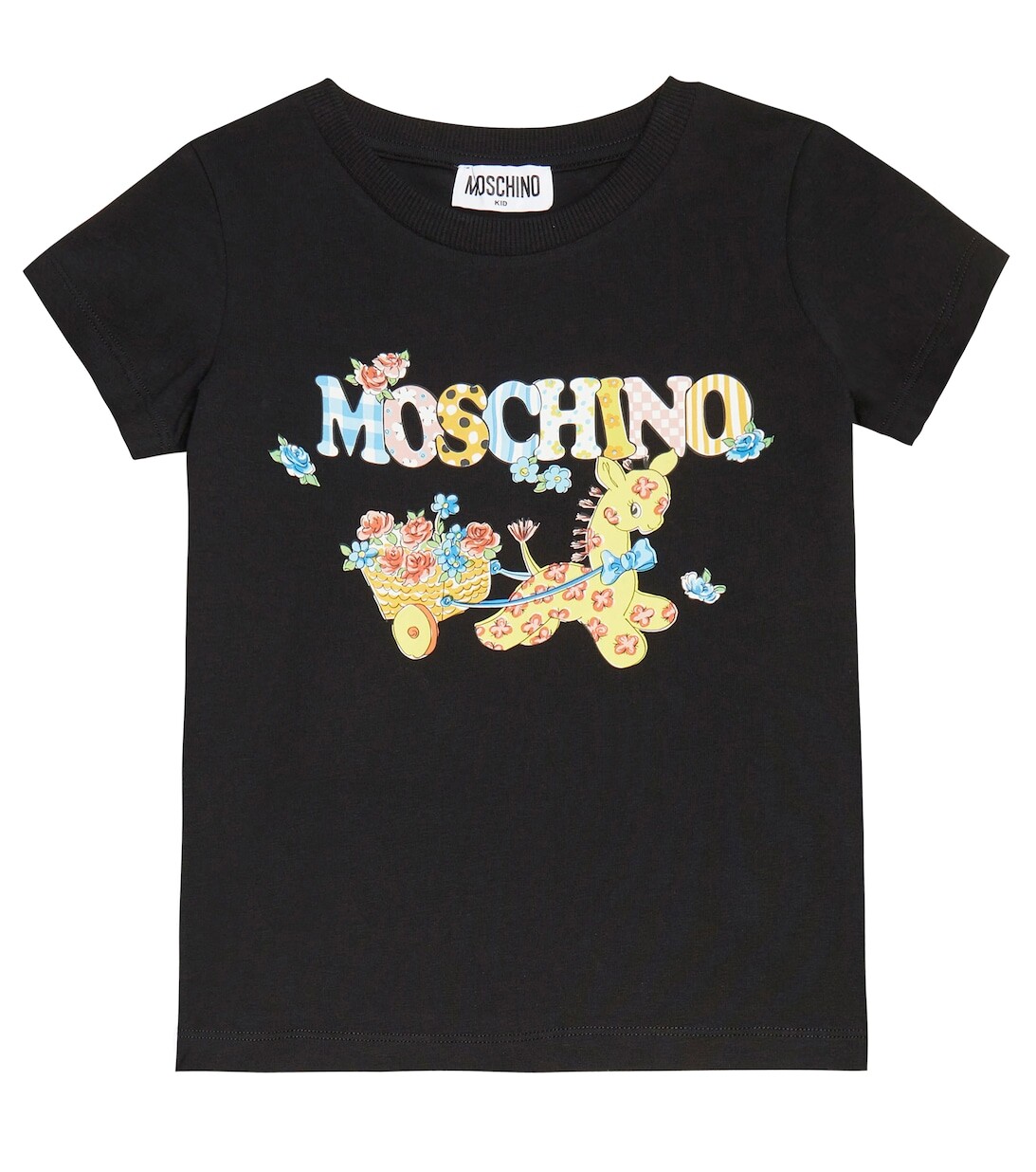 

Футболка из смесового хлопка с логотипом Moschino, черный