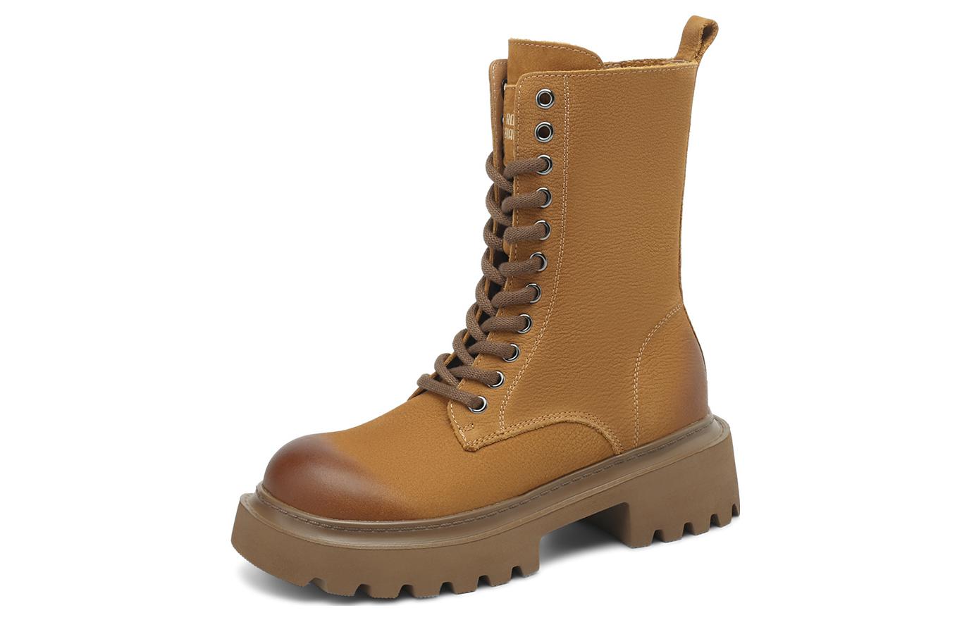 Rosa Bianca Жёлтые утеплённые ботинки Big Yellow Boots Crew Martin высотой 5,5 см, цвет Yellow (Fleece-Lined) — фото 4