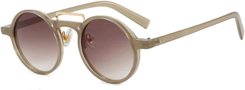 

Маленькие круглые солнцезащитные очки для женщин и мужчин, градиентная защита от УФ-излучения UV400, ретро-стиль, заклепки, панк, прозрачная оправа TVTBBVV, Jelly Tea Tea