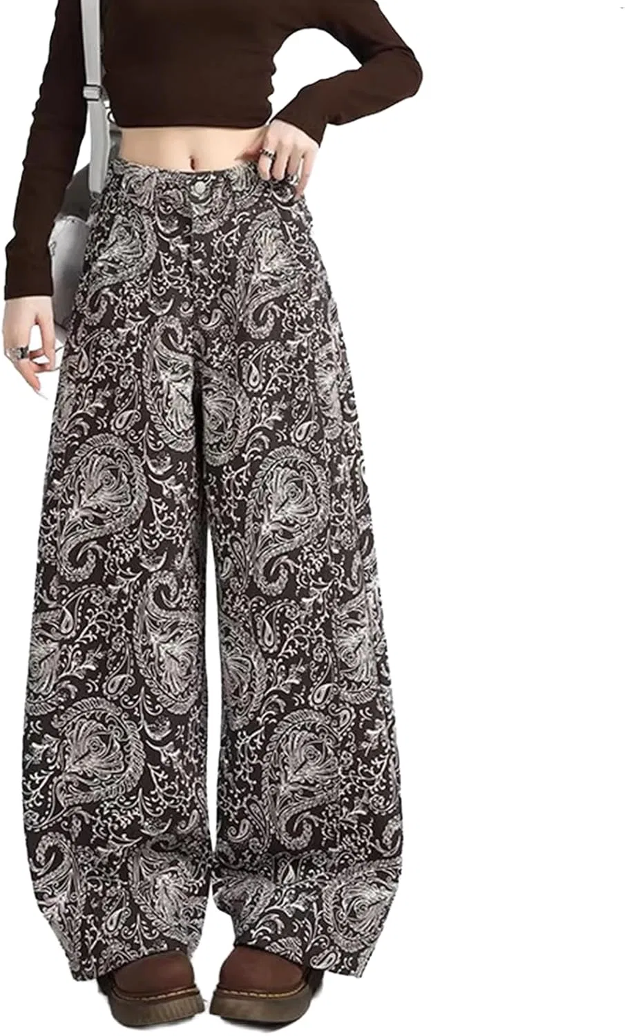 Джинсы свободные с принтом Paisley, коричневый