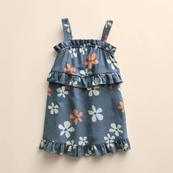 

Детское платье-майка с рюшами из органического хлопка Little Co. By Lauren Conrad, цвет blue tropical flower