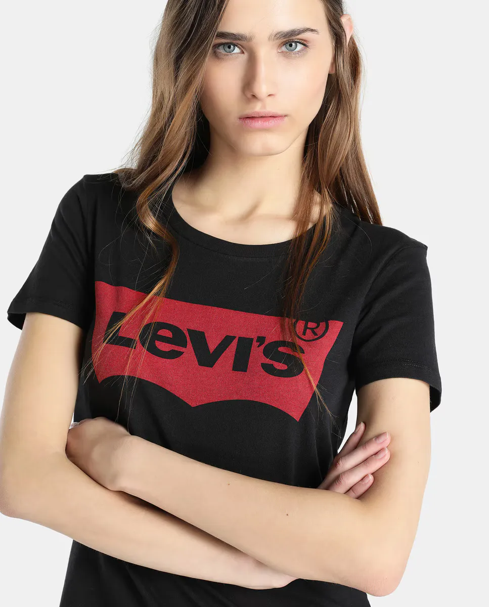 

Женская футболка Levi's с логотипом и короткими рукавами, черный