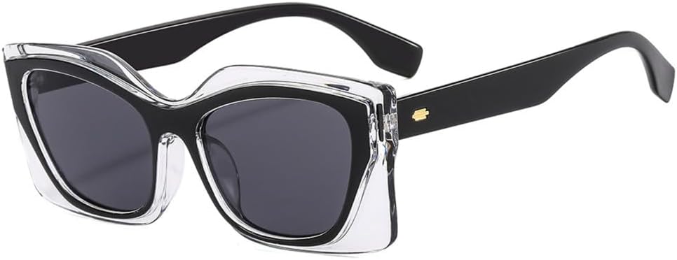 

Женские солнцезащитные очки в стиле панк с прозрачными линзами «кошачий глаз», ретро-стиль, прямоугольная оправа, большие солнцезащитные очки с защитой от УФ-излучения UV400 LANGSER, C1