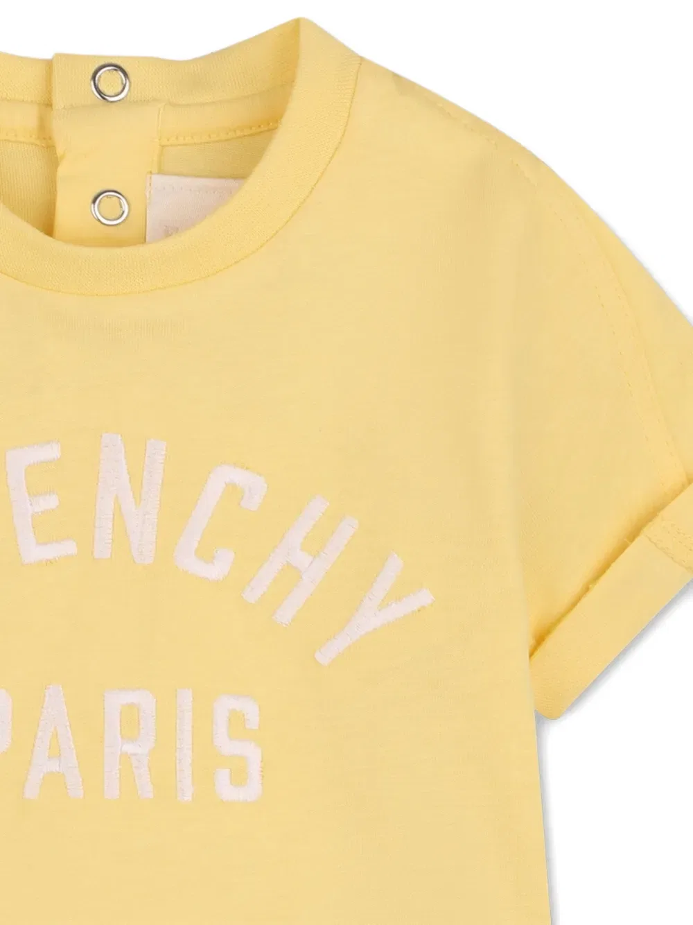 Хлопковая футболка с закатанными рукавами и логотипом Givenchy Kids, желтый — фото 3