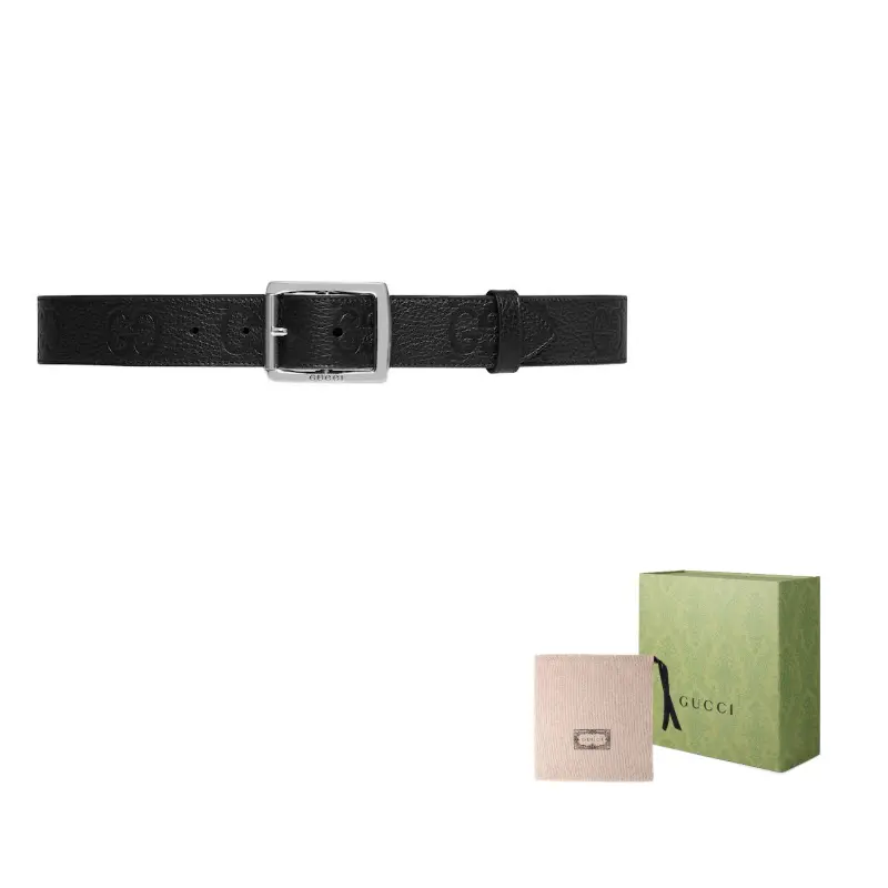 

GUCCI Кожаный ремень с резиновым эффектом, Black