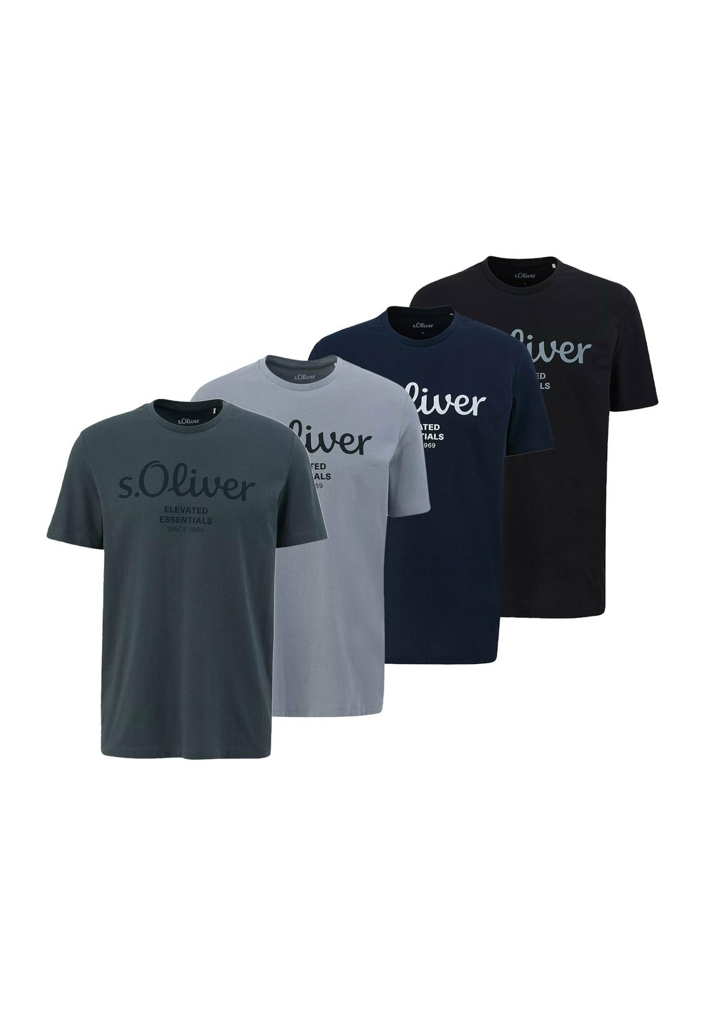 

Футболка с принтом 4ER PACK LOGO RUNDHALS s.Oliver, синий
