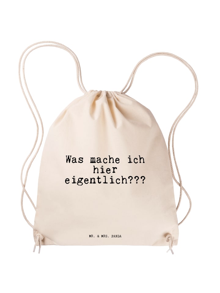 

Mr. & Mrs. Panda Спортивная сумка. Что я здесь делаю... с надписью кремового цвета