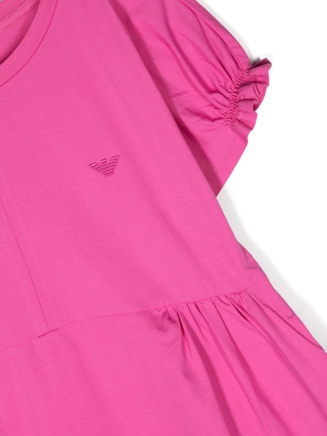Emporio Armani платье с вышитым логотипом и сборками, розовый — фото 3