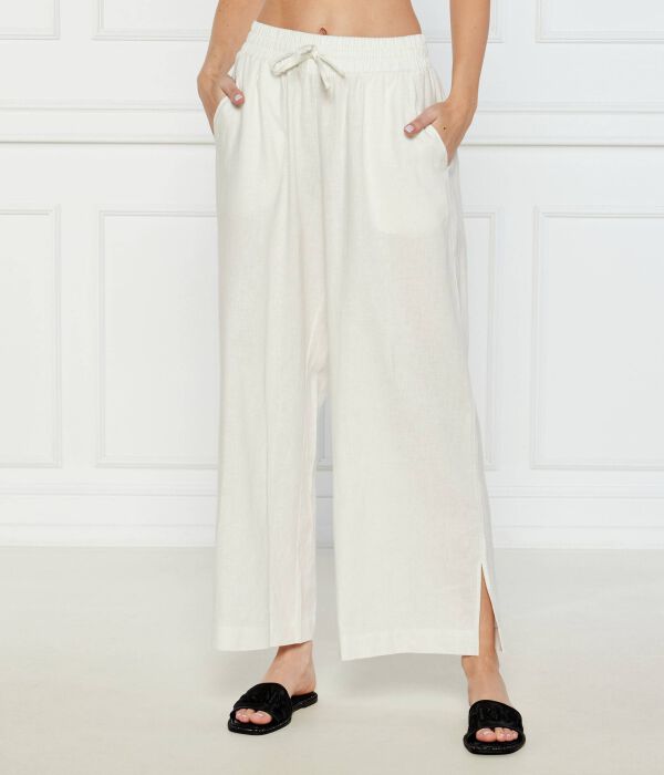 

Льняные брюки Flare fit Emporio Armani, экрю