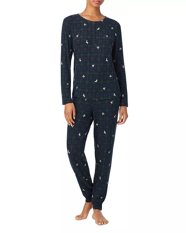 

Пижамный комплект: брюки-джоггеры с длинными рукавами и воротником-стойкой. Ralph Lauren, черный