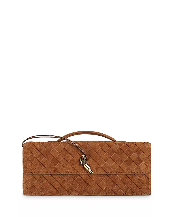 

Замшевый клатч Andiamo intrecciato Bottega Veneta, желтый