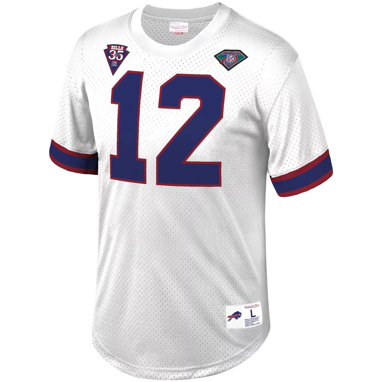 

Мужская футболка Mitchell & Ness Jim Kelly White Buffalo Bills с именем и номером игрока в отставке