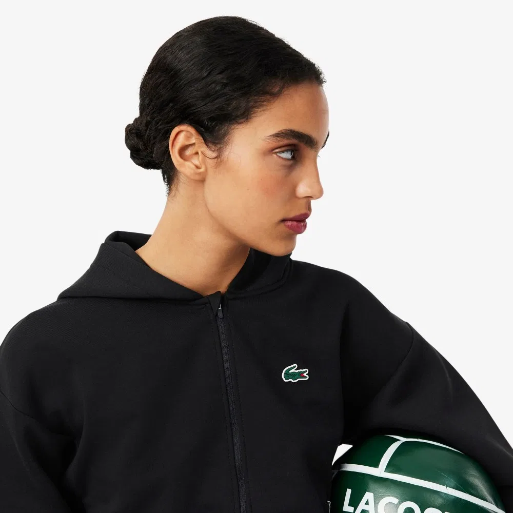 Худи Lacoste женская на молнии, спортивная, черная — фото 2