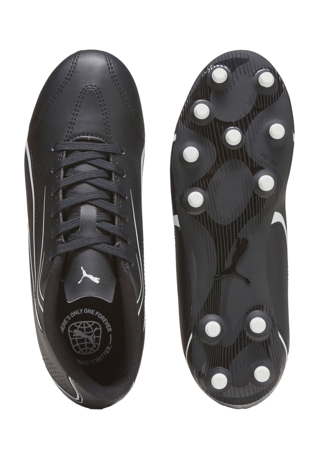 Бутсы футбольные Vitoria FG/AG, кожа, шипы, детские PUMA, цвет Puma Black Puma — фото 4