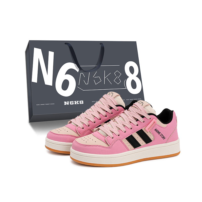 

N6K8 Антискользящие износостойкие низкие скейтерские кроссовки унисекс черно-розовые, цвет Black Pink