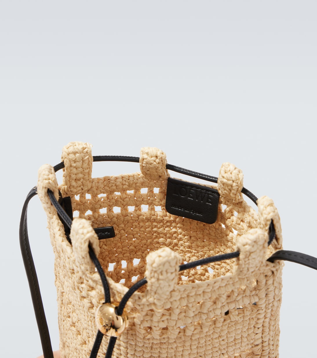 Сумка-кроссбоди из рафии с логотипом Paula's Ibiza Loewe, Natural/ Black — фото 4