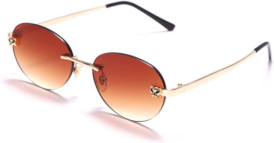 

Ретро-солнцезащитные очки овальной формы без оправы для женщин, солнцезащитные очки с градиентным переходом для мужчин, защита от УФ-излучения UV400, винтажные очки MTZJH, 2