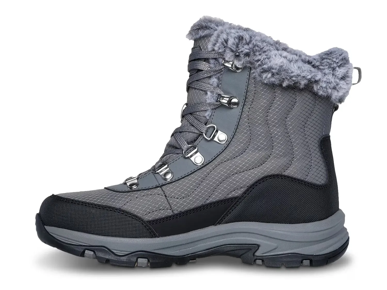 Ботинки женские Skechers Trego стеганые с искусственным мехом, серый — фото 4