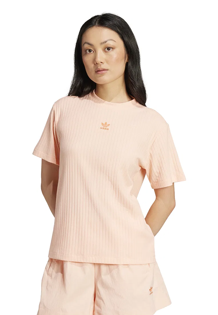 Футболка, широкий рубчик, Essentials Adidas, розовый