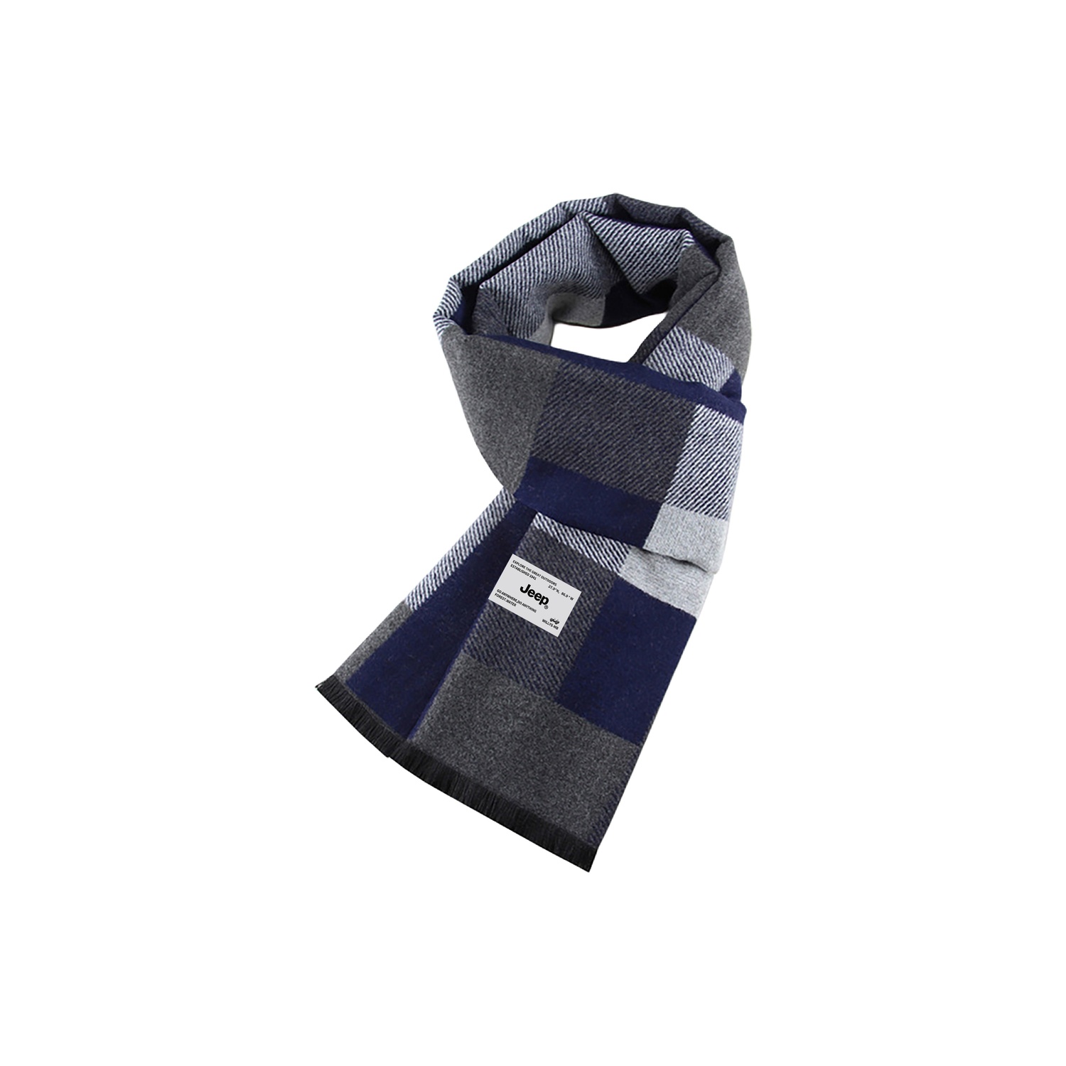 

Шарф вязаный Exquisite Box из полиэстера и вискозы унисекс Jeep, синий серый plaid