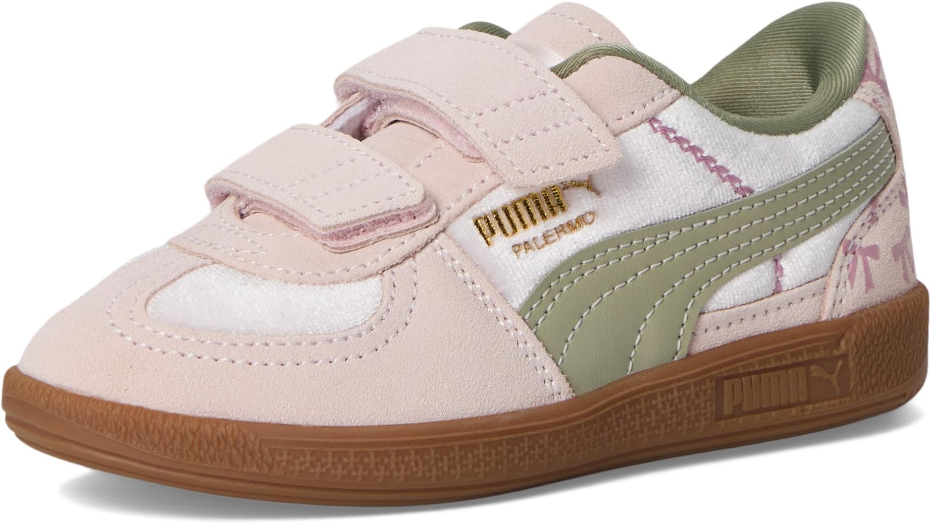 

Кроссовки PUMA Kids Palermo Hook And Loop Shoes, цвет Jasmine Flower/Lux Army