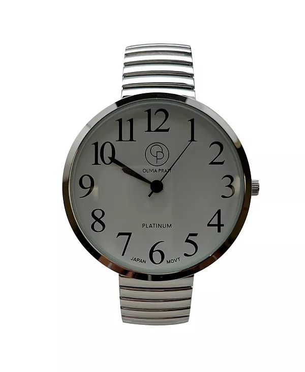 

Женские часы с блестящим серебристым ремешком и большим циферблатом Olivia Pratt, silver