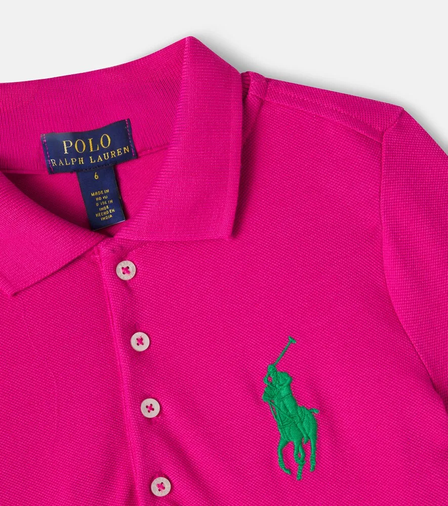Хлопковое платье-поло Polo Ralph Lauren Kids, розовый — фото 4