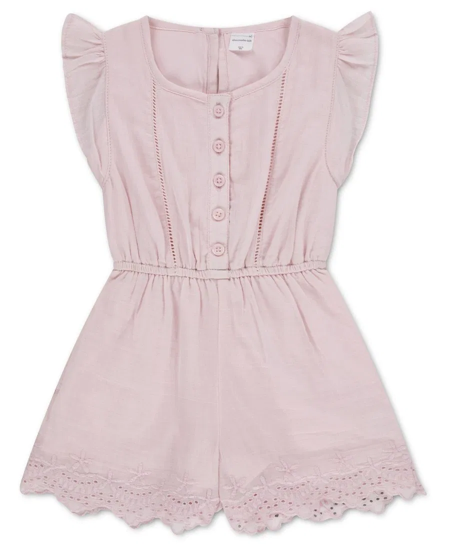 Комбинезон для девочек 2T-5T с рукавами-воланами и перфорацией Abercrombie Kids, розовый