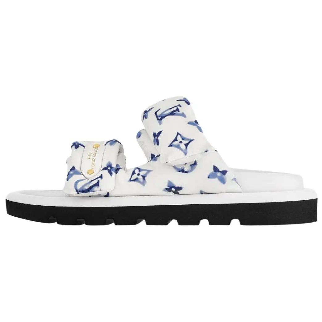 LOUIS VUITTON Тапочки-слайды Pool Pillow Comfort Slide женские, синие, белые