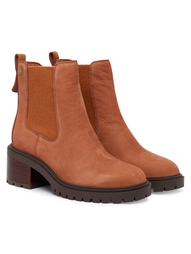 Ботильоны Th Nubuck Chelsea Cleated Heel FW0FW09158 Tommy Hilfiger, коричневый — фото 2