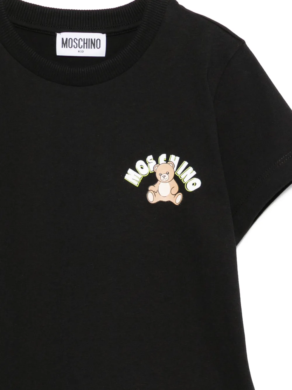 Футболка с принтом мишки Moschino Kids, черный — фото 3
