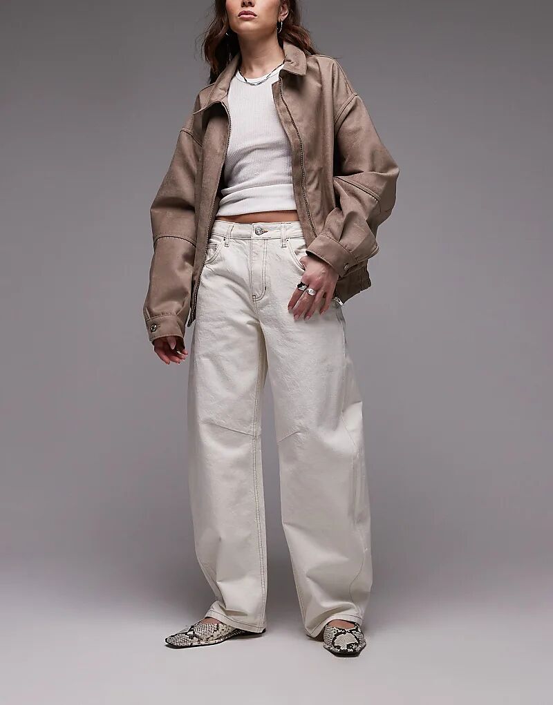 

Джинсы Topshop с зауженными бретелями в цвете «кремовый»