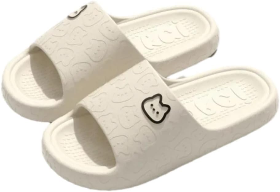 

Летние тапочки irLocy для дома для женщин и мужчин, домашние тапочки для ванной, платформенные, нескользящие, с изображением медведя, мультяшные шлепанцы, пляжные сандалии для дома, белый