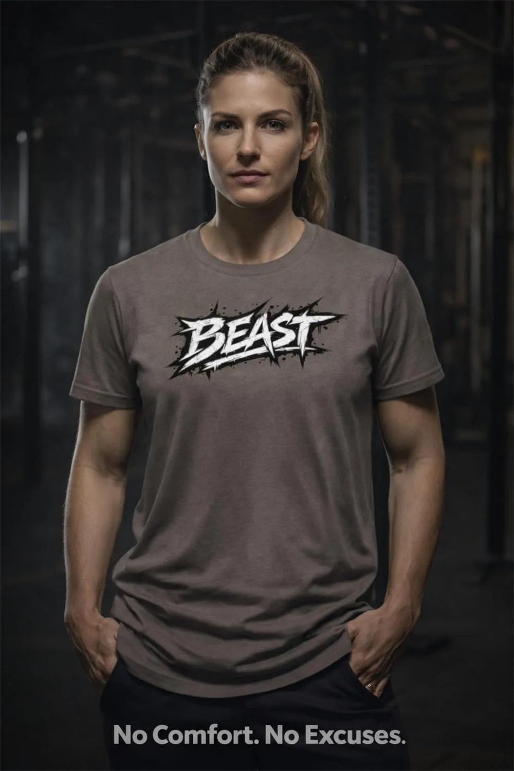 Футболка Beast Workout для мотивации в фитнесе, тренировках, поднятии тяжестей и развития силы духа GENERIC, темно-зеленый — фото 3