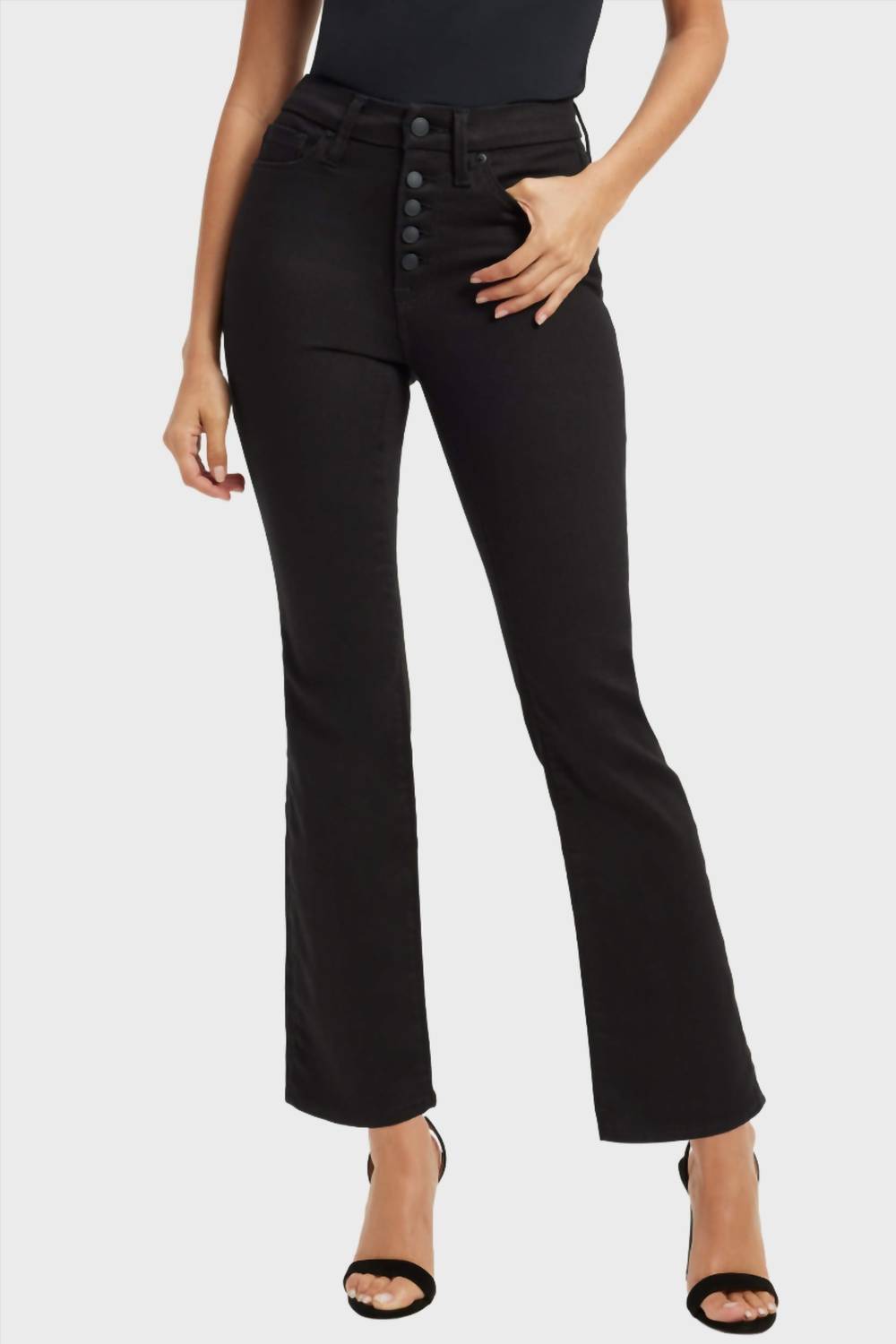 

GOOD AMERICAN Джинсы Good Legs Straight Jean черного цвета