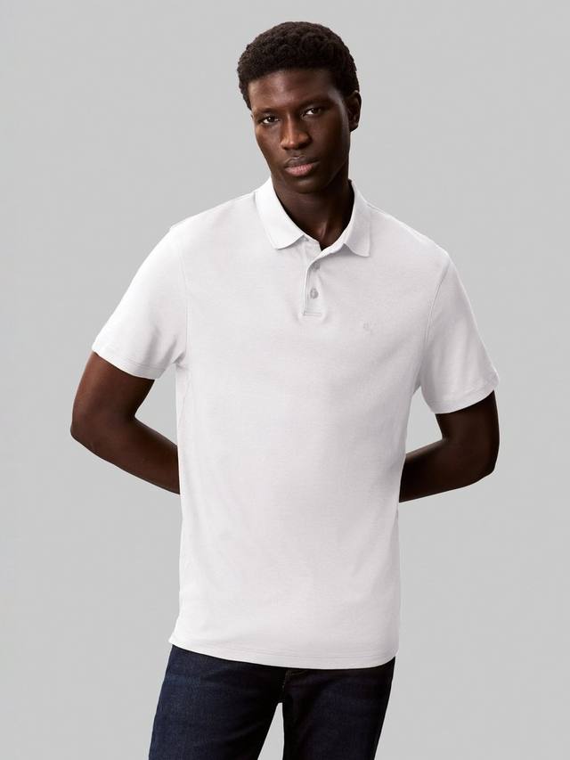 

Хлопковая поло с коротким рукавом и логотипом Regular Fit Calvin Klein, Bright White