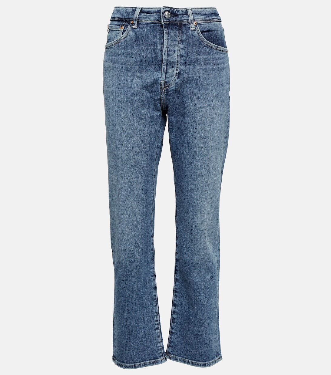 

Прямые американские джинсы средней посадки AG JEANS, синий