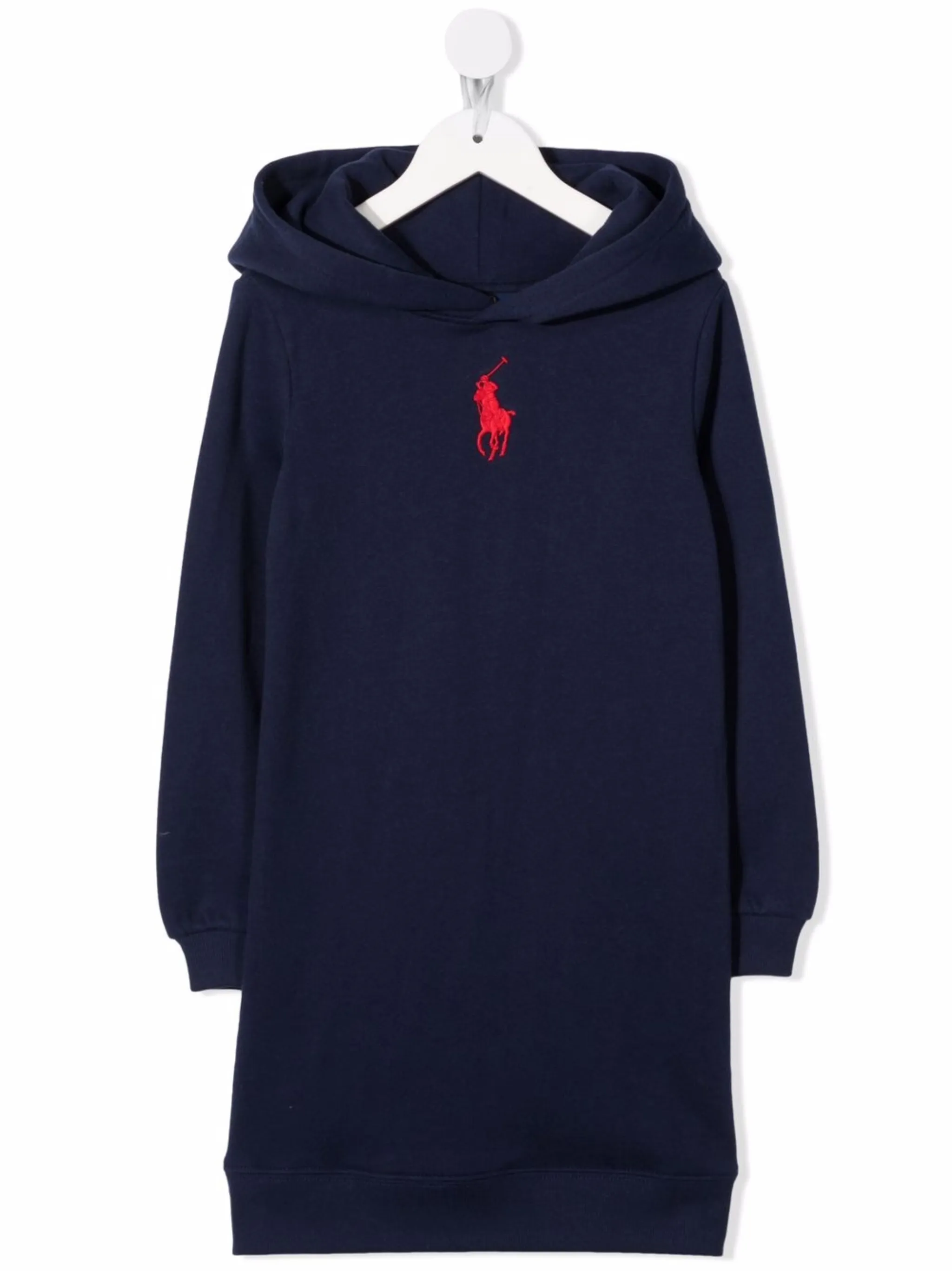 

Платье-худи с вышитым логотипом Polo Ralph Lauren Kids, синий