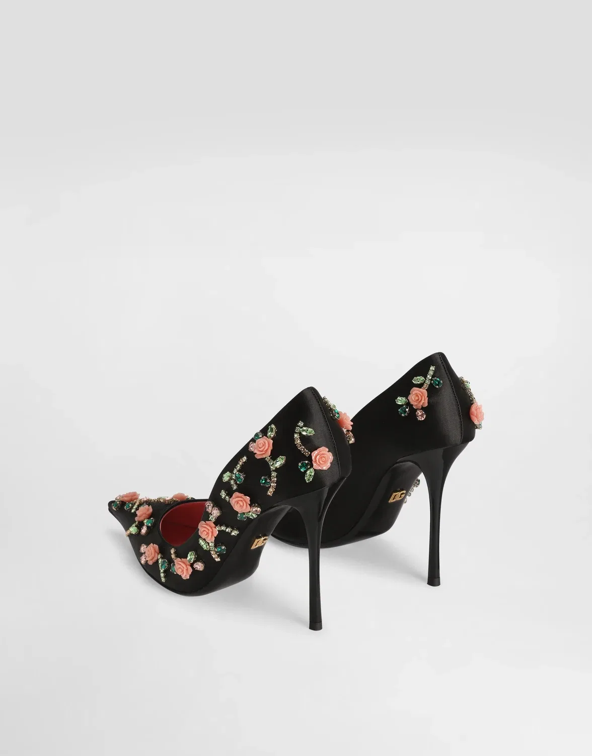 Атласные туфли-лодочки с украшениями DOLCE & GABBANA, черный — фото 3